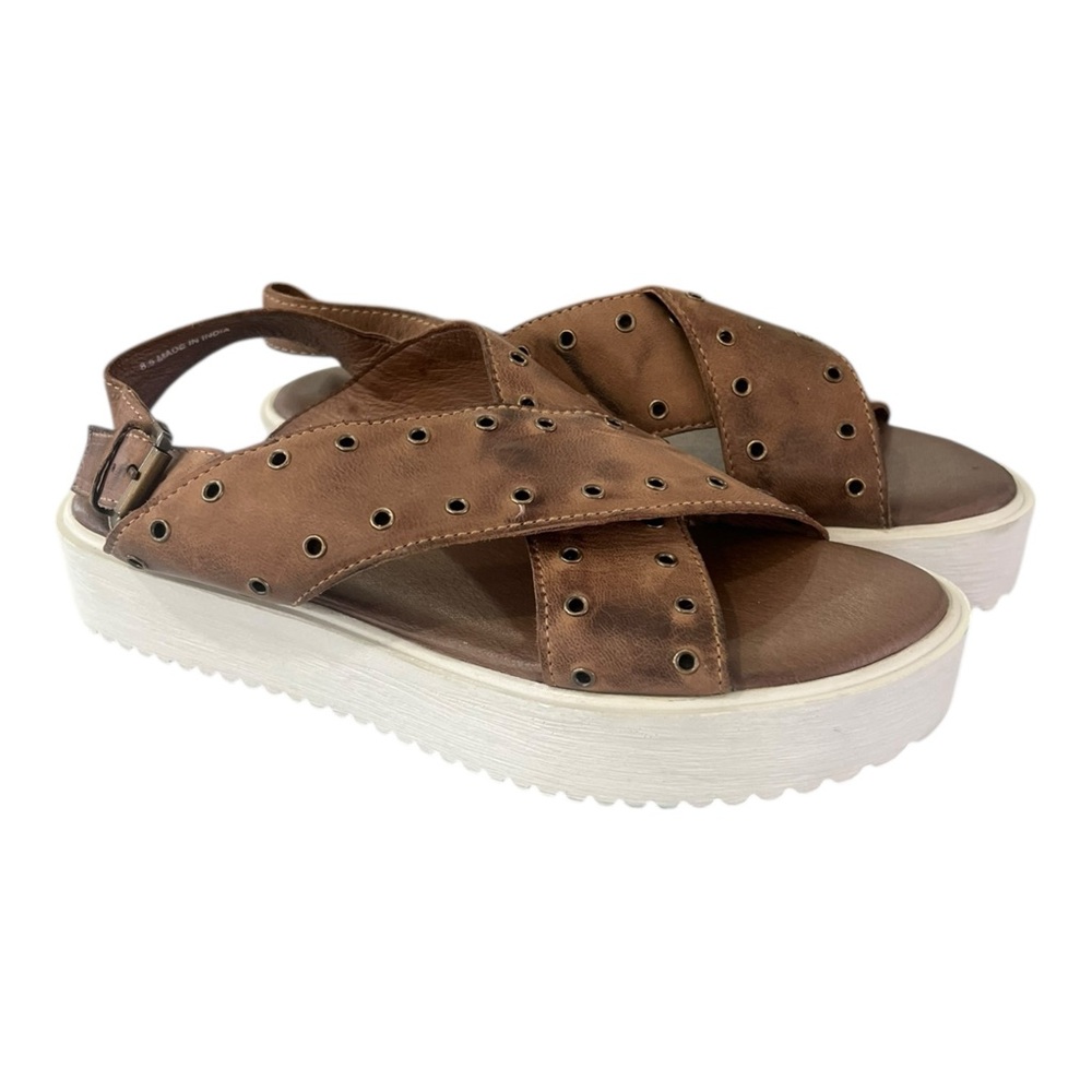 New ROAN by Bed Stu Size 8.5 Brown Leather HALI Flat Sandal NWOB Preppy Summer